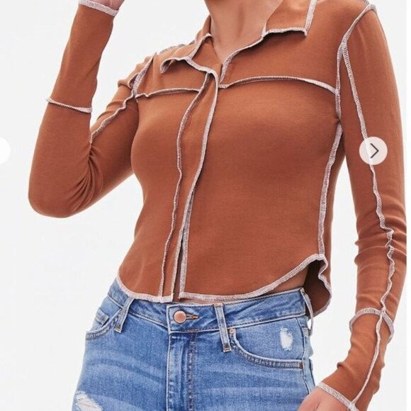 NWOT - Inverted-Seam Navy Collared Top - Picture 8 of 8